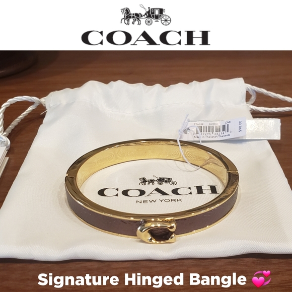 NEW Coach Signature Hinged Bangle w/ Leather - Picture 1 of 4